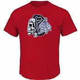 NHL Chicago Blackhawks Black Skull Head Red T-Shirt WEM,baseball caps,new era cap wholesale,wholesale hats